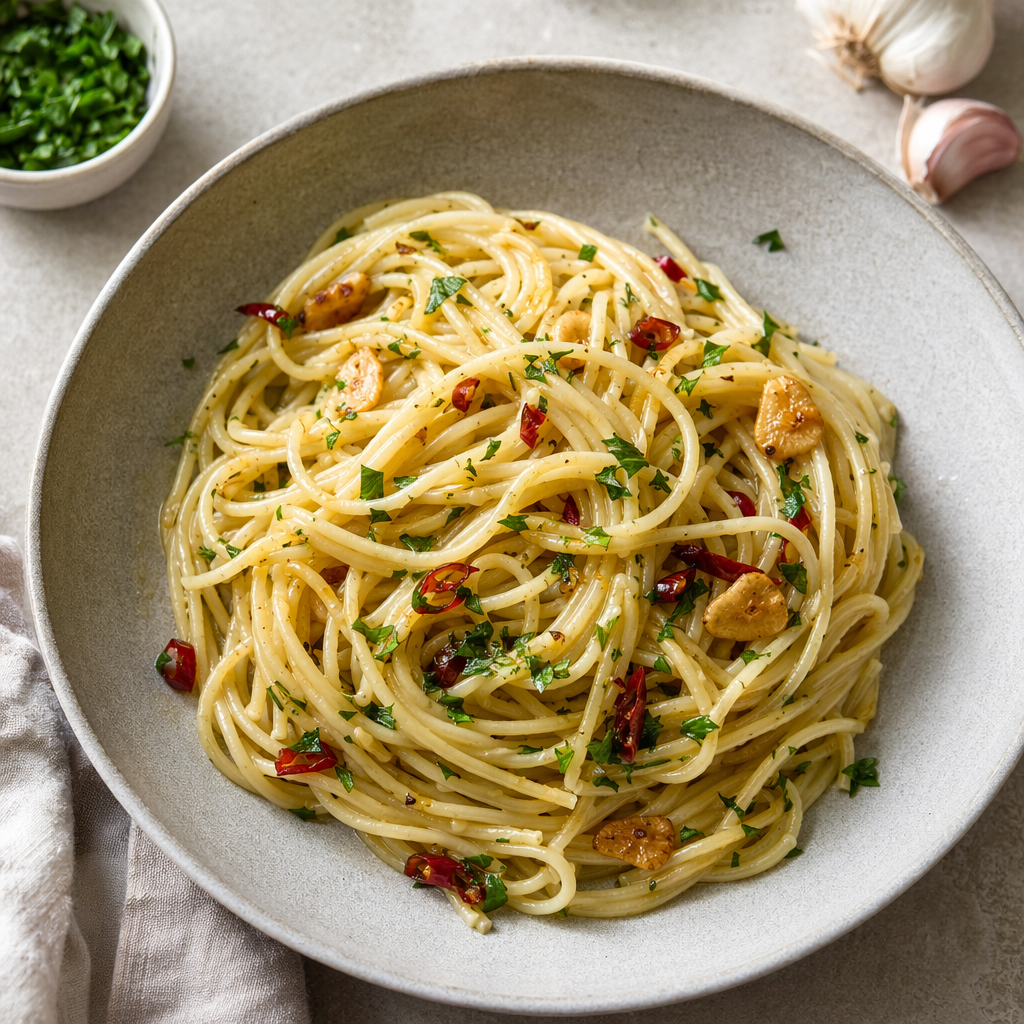 Homemade Italian Pasta Aglio e Olio