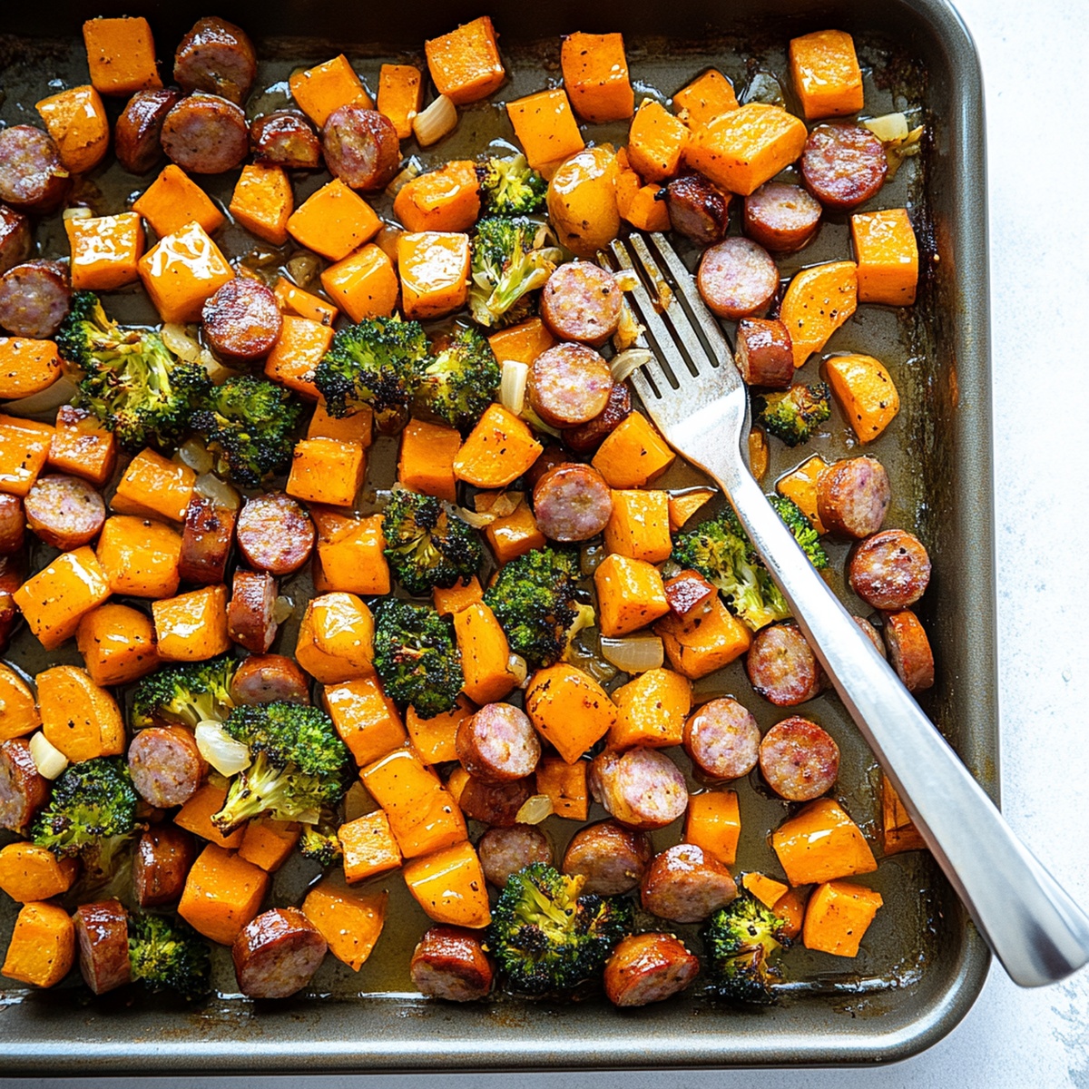 Sheet Pan Sausage and Sweet Potato Medley