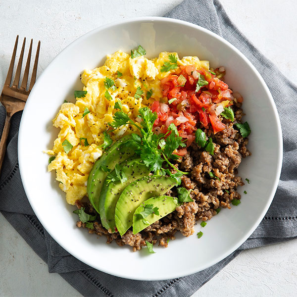Sausage, Egg, and Avocado Breakfast Bowl