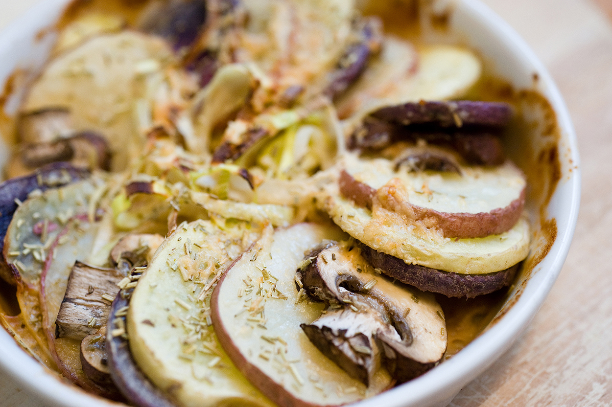 Crisp Potato and Leek Tart with Herbed Cream