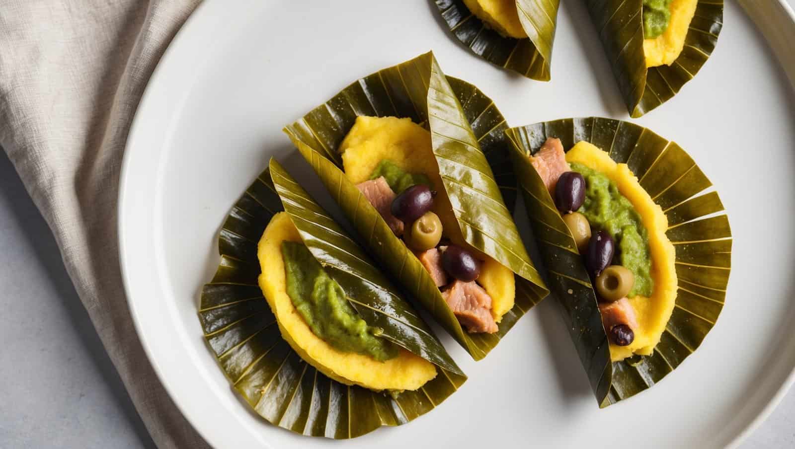 Mashed Root Vegetable Pasteles with Pork Filling