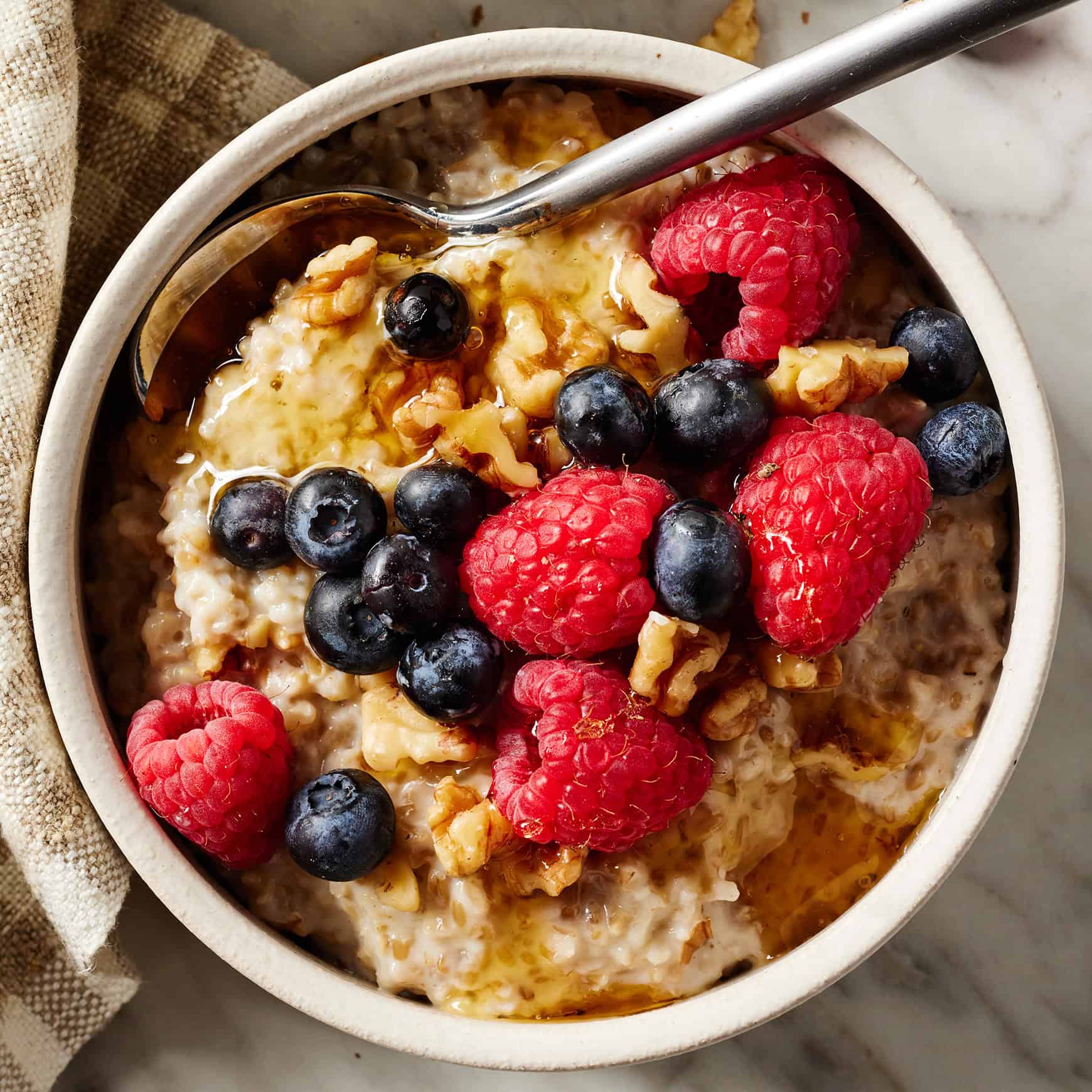 Maple-Glazed Steel-Cut Oats with Toasted Walnuts and Cinnamon