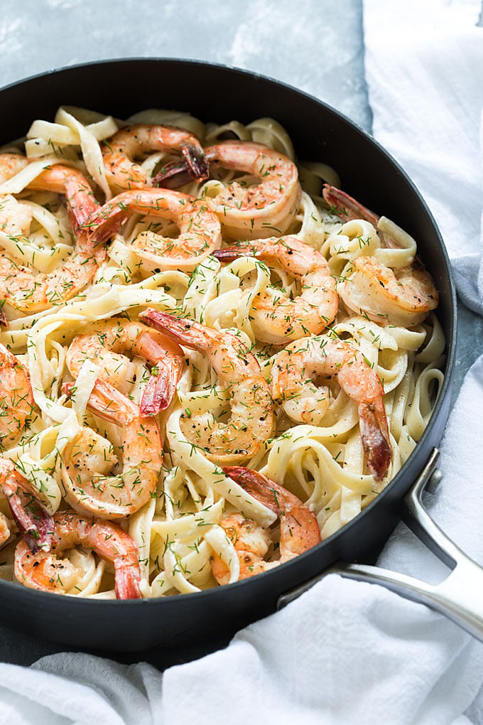 Lemon-Dill Pasta with Sautéed Shrimp