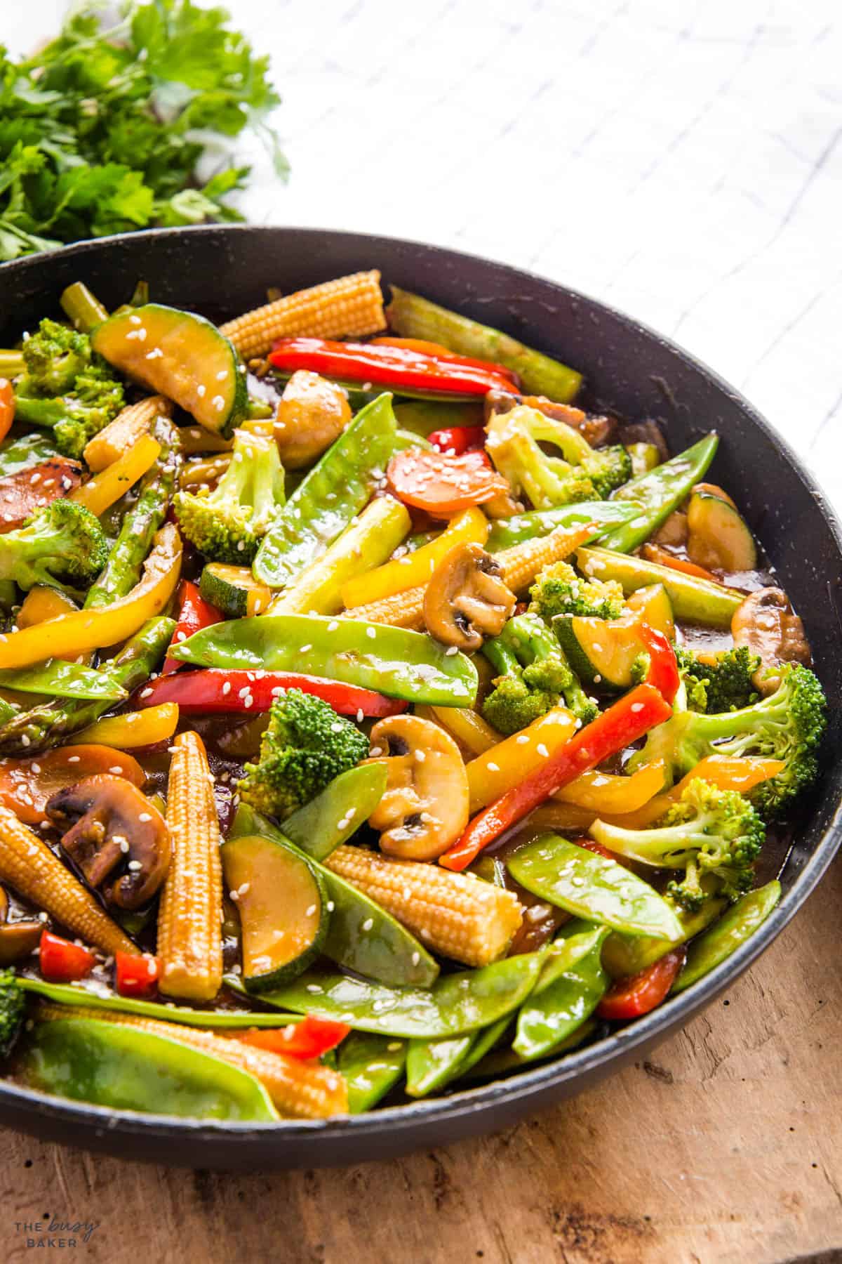 Ginger-Scallion Stir-Fried Vegetables with Broccoli and Snow Peas