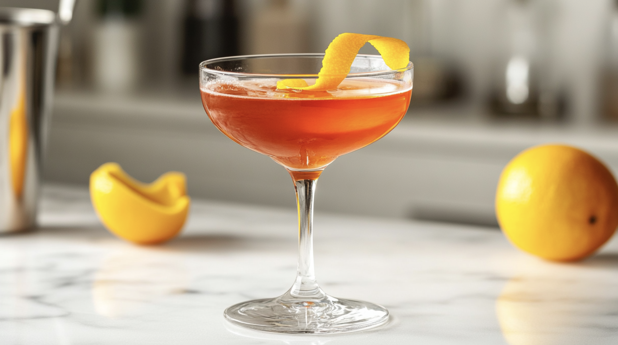 Gin Martini with Aperol and Fresh Basil