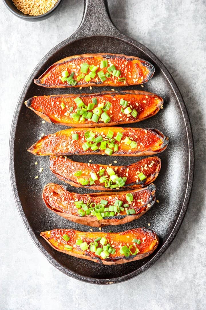 Miso-Glazed Roasted Sweet Potatoes with Broccoli and Sesame
