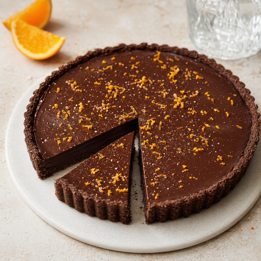 Gin-Infused Chocolate Tart with Orange Zest
