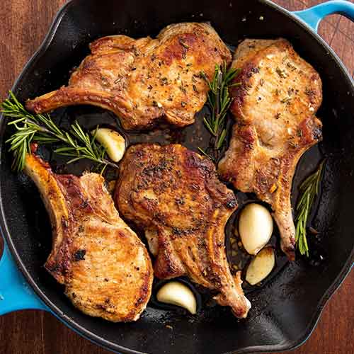 Rosemary-Glazed Pork Chops with Garlic Roasted Broccoli