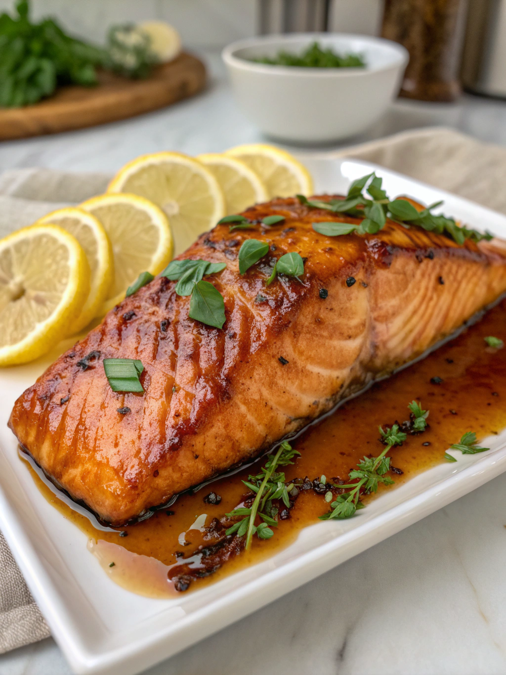 Maple-Bourbon Glazed Salmon