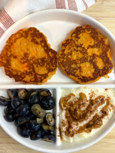 Pan-Fried Sweet Potato Apple Fritters with Cinnamon