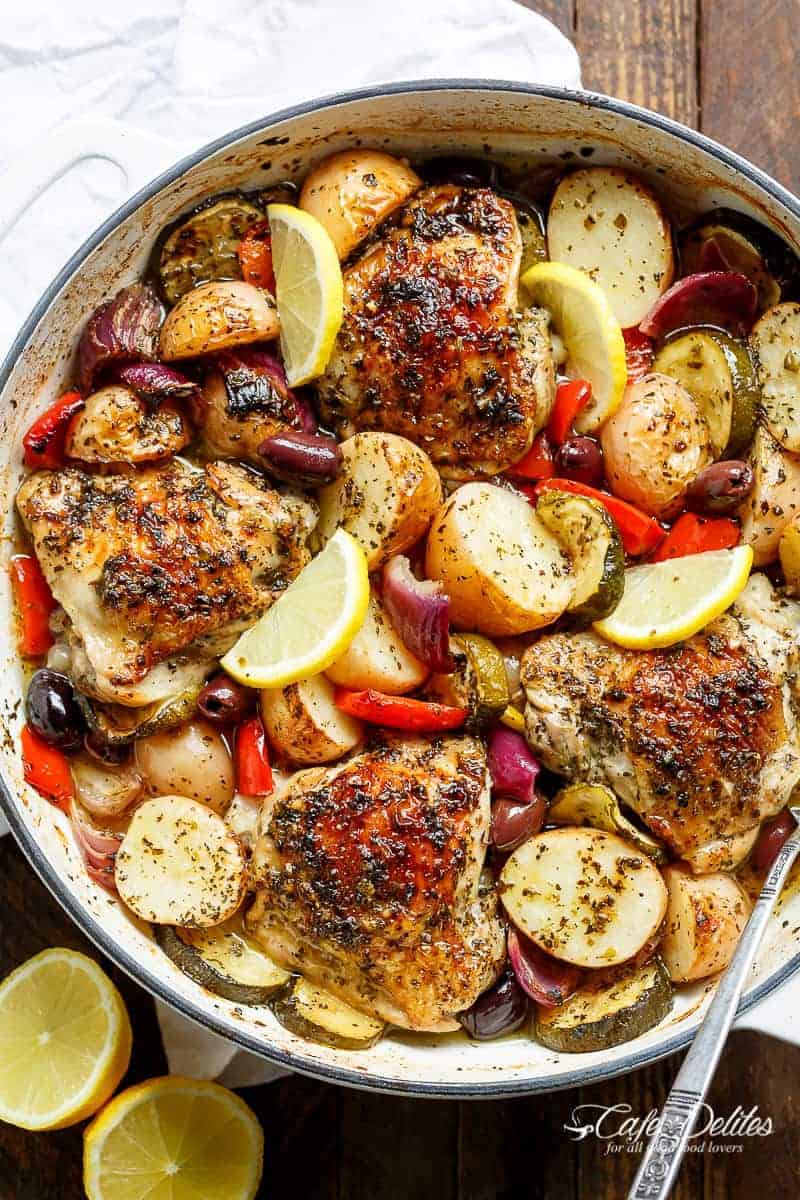 Mediterranean Herb Roasted Chicken with Garlic Potatoes