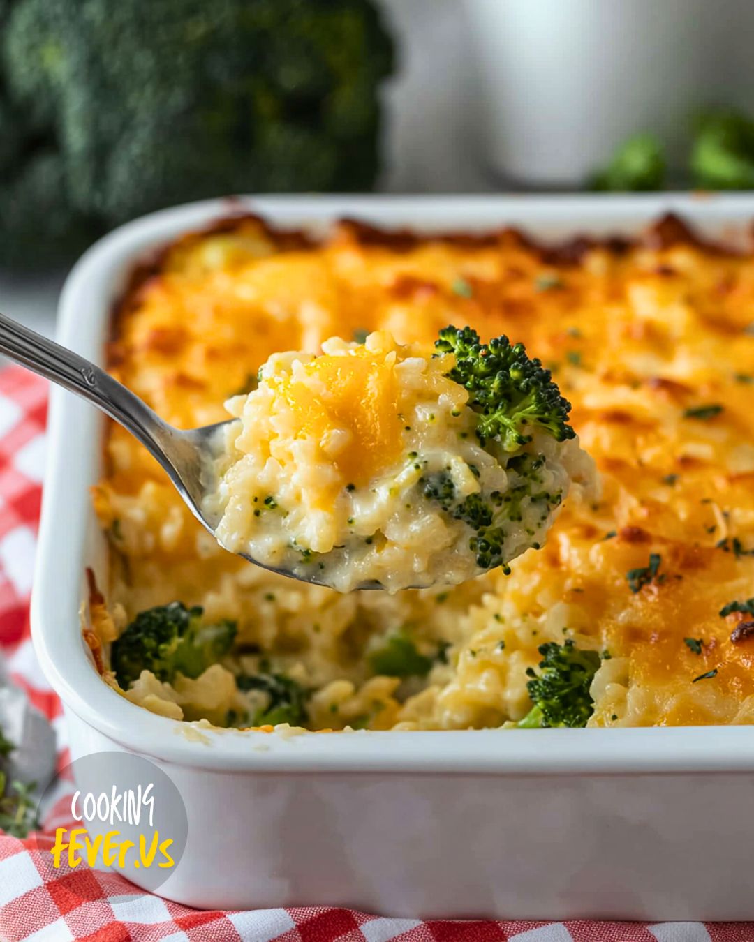 Baked Broccoli Rice Casserole with Cheddar