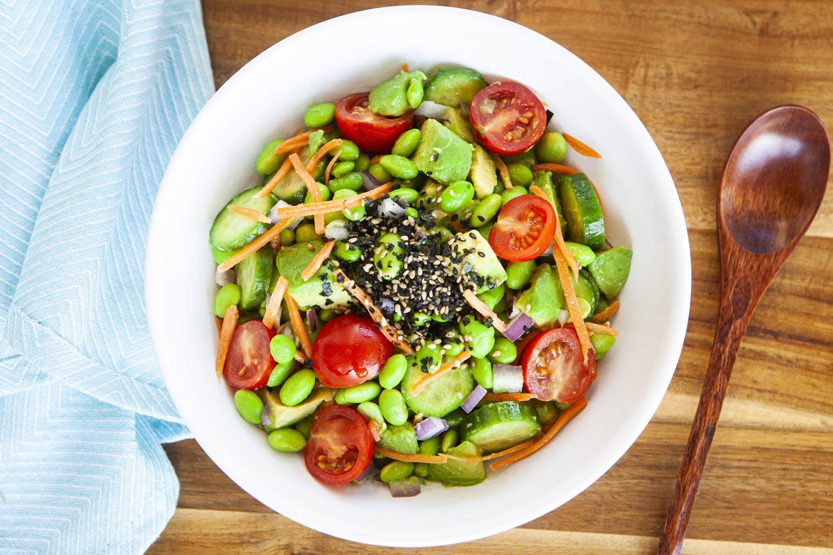Japanese-Inspired Avocado and Edamame Salad with Sesame Dressing