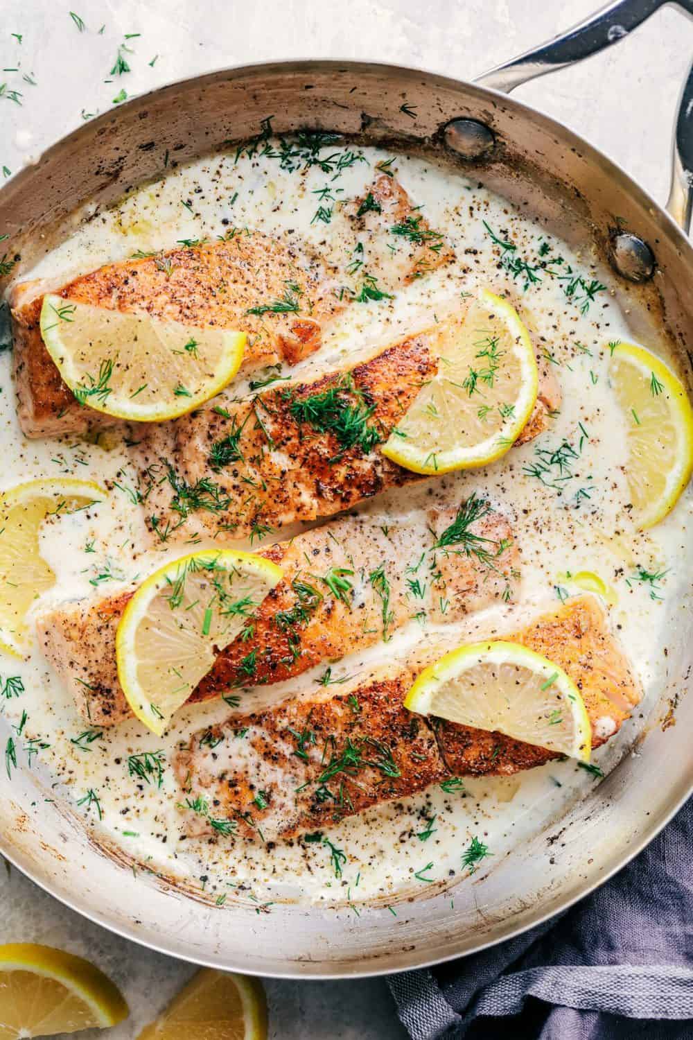 Lemon-Dill Pan-Seared Salmon with Steamed Peas and Radishes