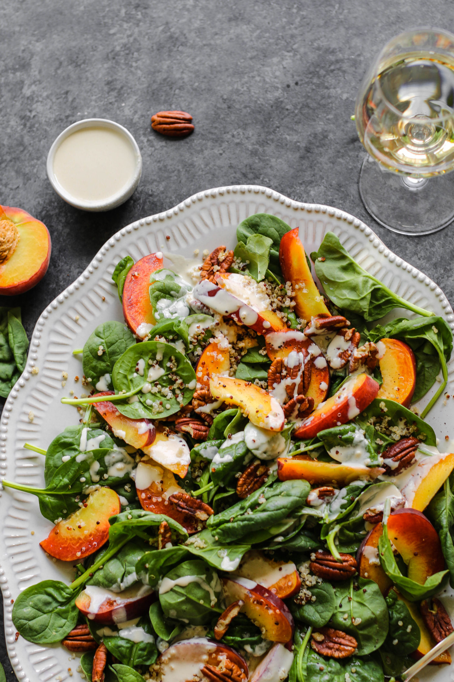 Muggy Morning Quinoa Salad with Grilled Peaches