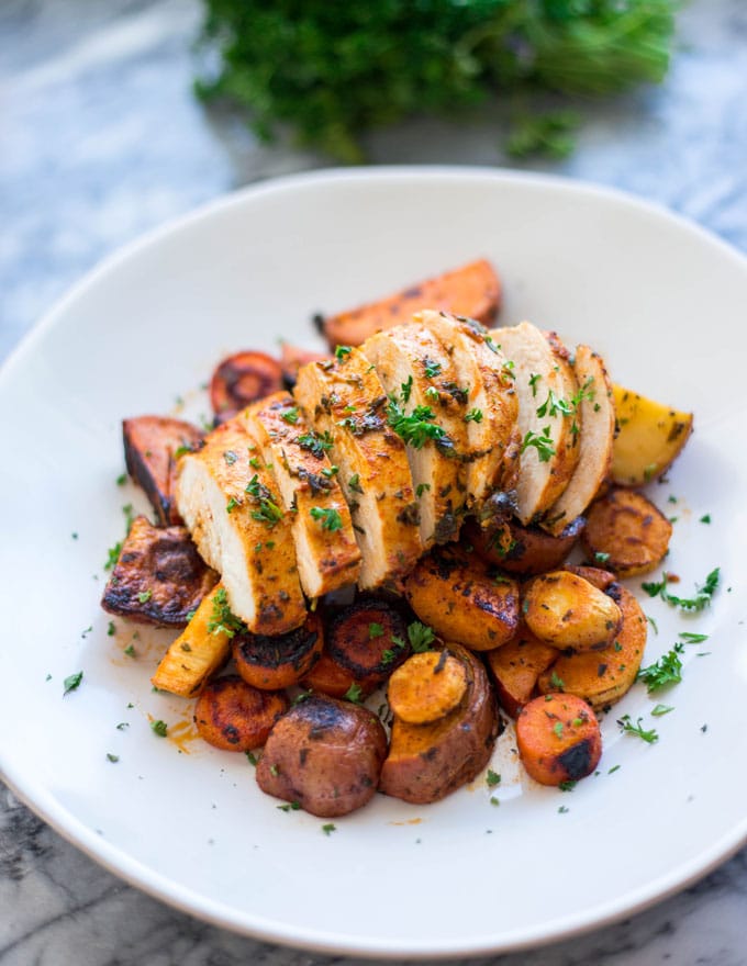 One-Pan Herb Chicken with Roasted Root Vegetables
