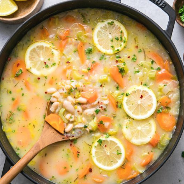 Rosemary Lemon White Bean Pasta Soup