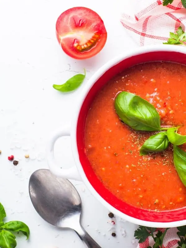Avocado Tomato Soup with Fresh Basil