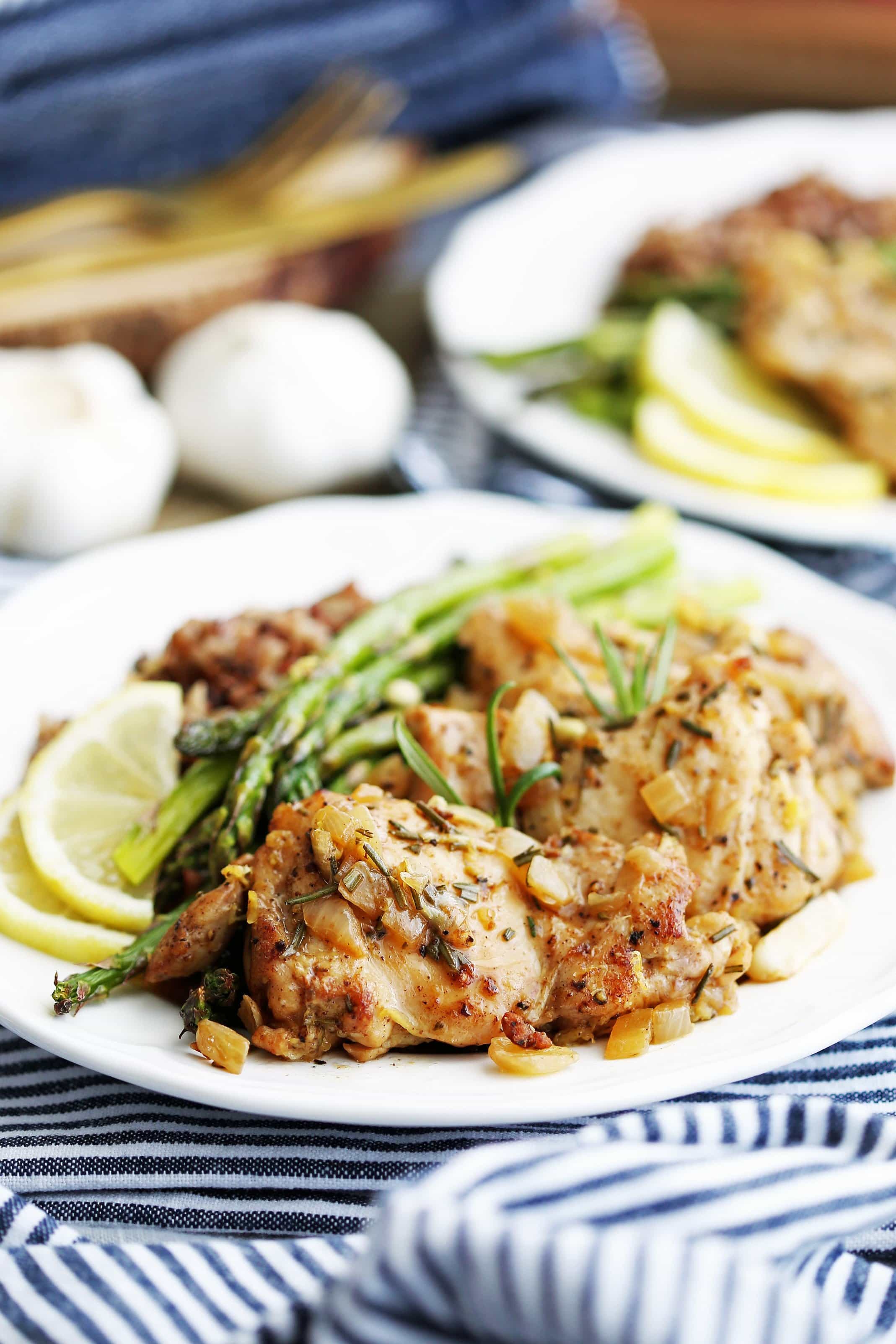 Rosemary-Garlic Chicken Thighs with Sautéed Asparagus