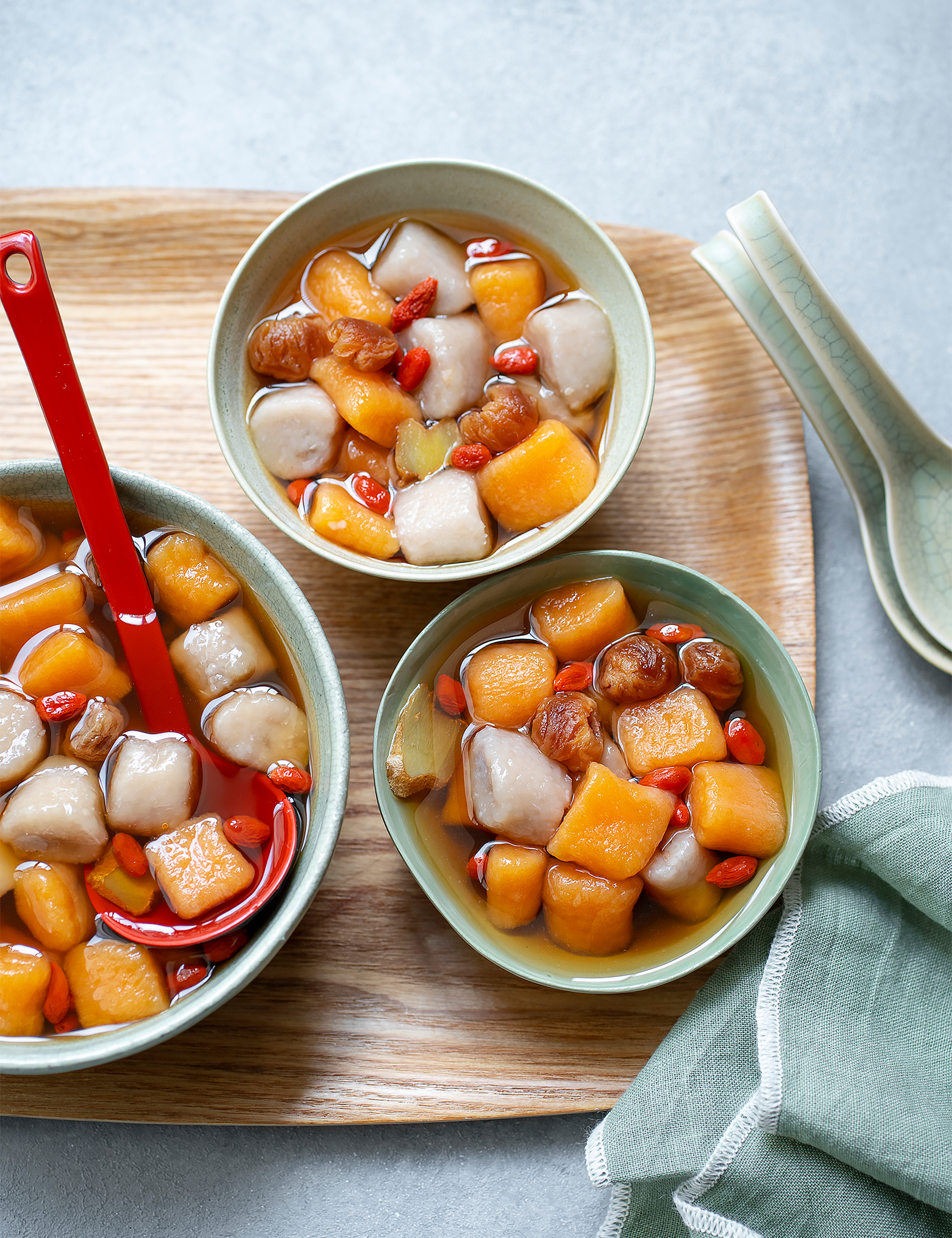 Sweet Potato and Taro Soup with Ginger