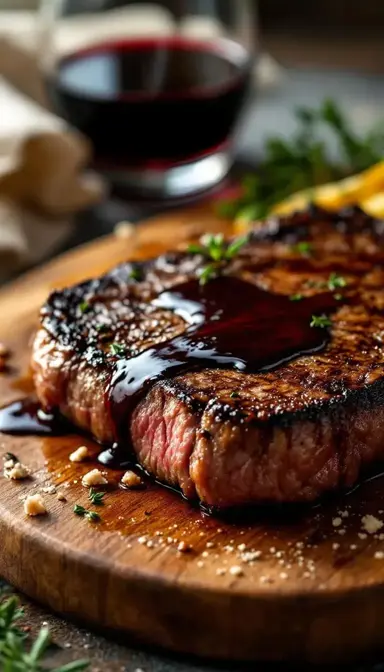 Jet-Stream Steak with Red Wine Reduction