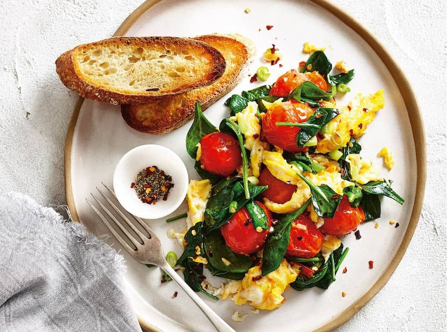 Sun-Dried Tomato and Spinach Scrambled Eggs