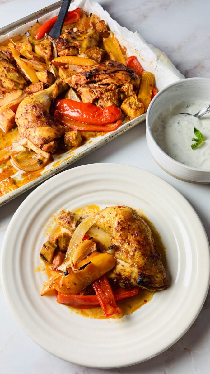 Harissa-Glazed Chicken Thighs with Roasted Vegetables