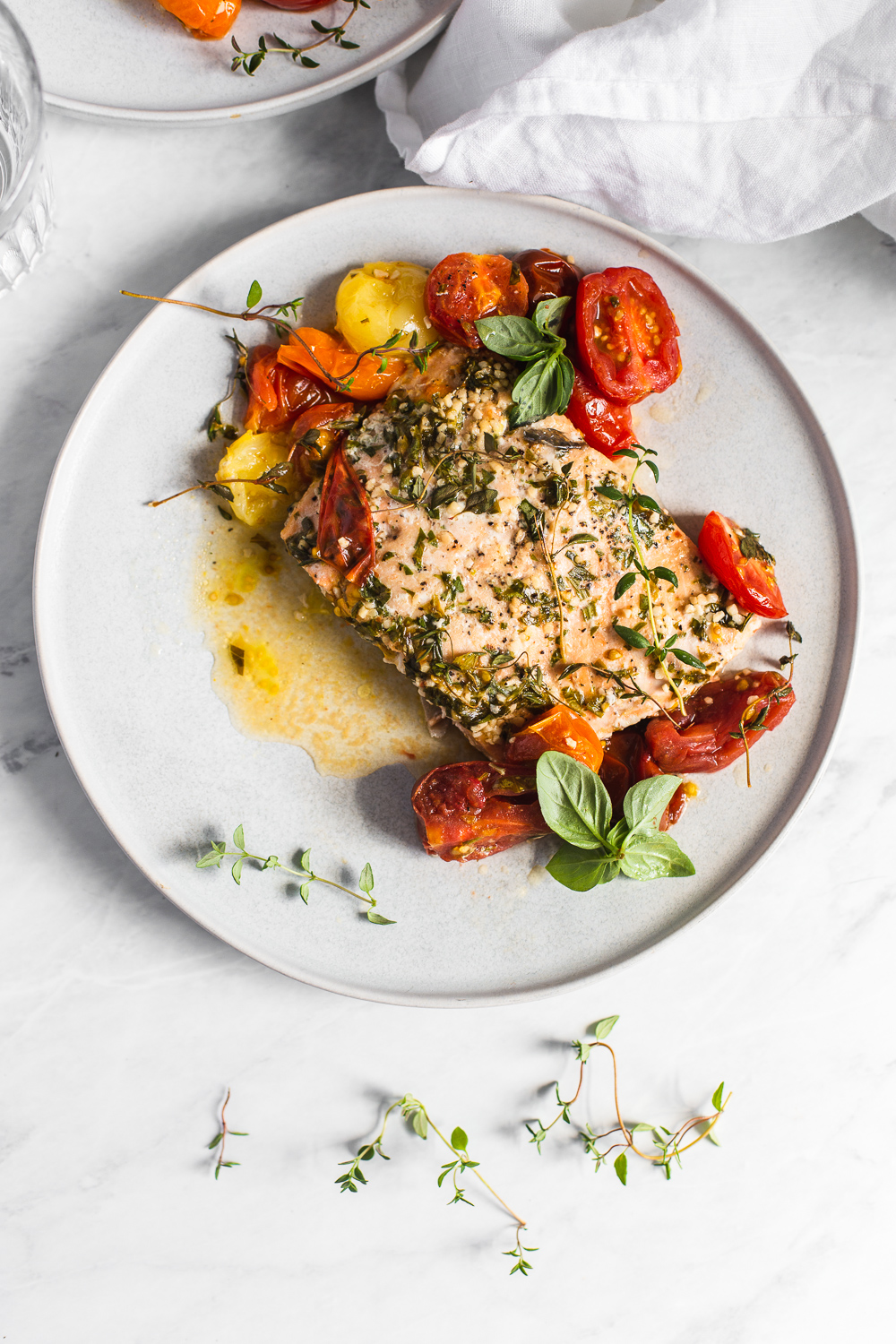 Savory Herb-Roasted Salmon with Cherry Tomatoes