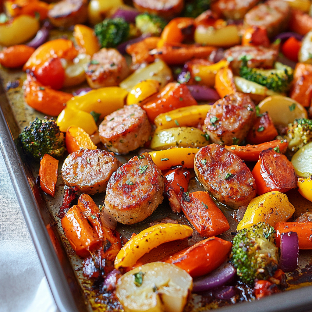 Sheet Pan Sausage and Summer Vegetable Stir