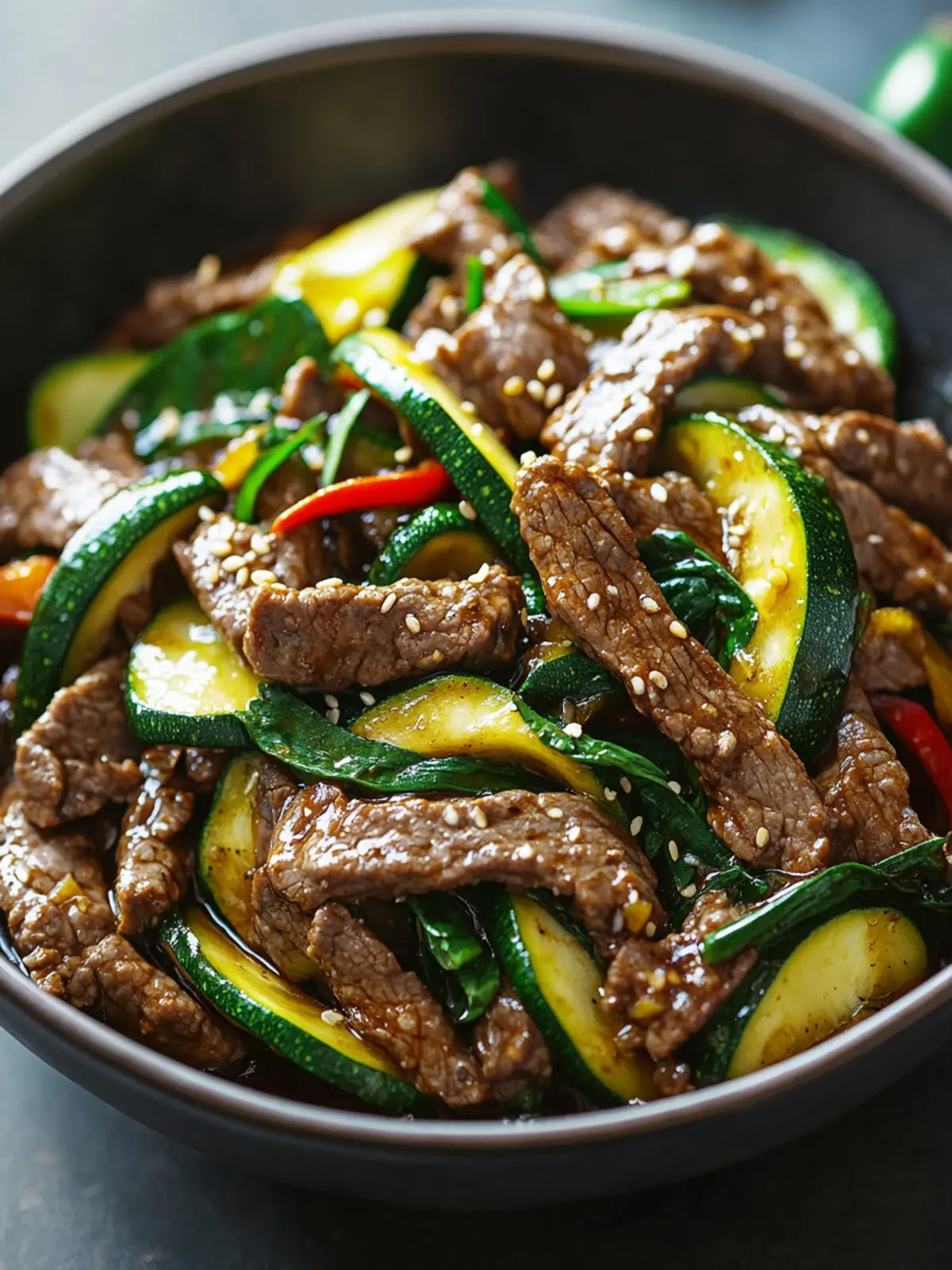 Beef and Zucchini Stir-Fry with Garlic