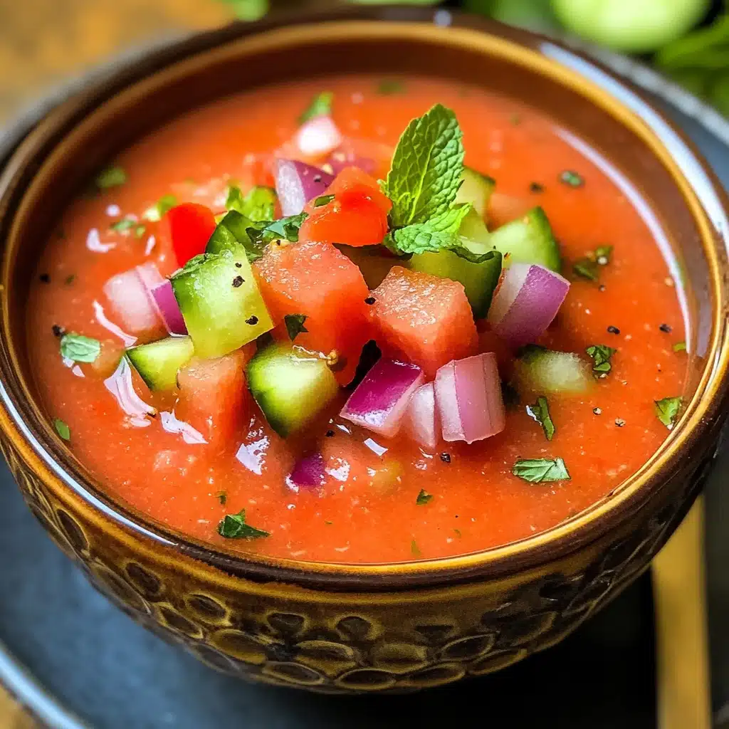 Cucumber-Mint Gazpacho with Red Bell Pepper