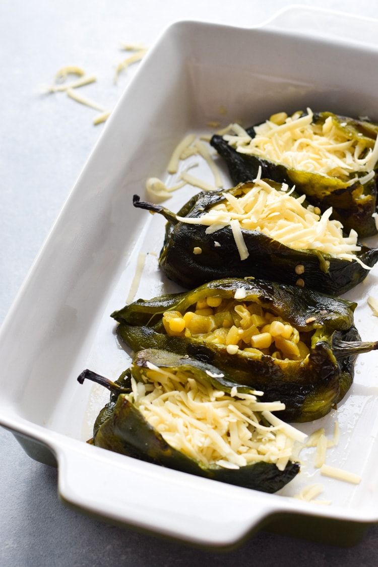 Baked Chile Rellenos with Corn and Cheese
