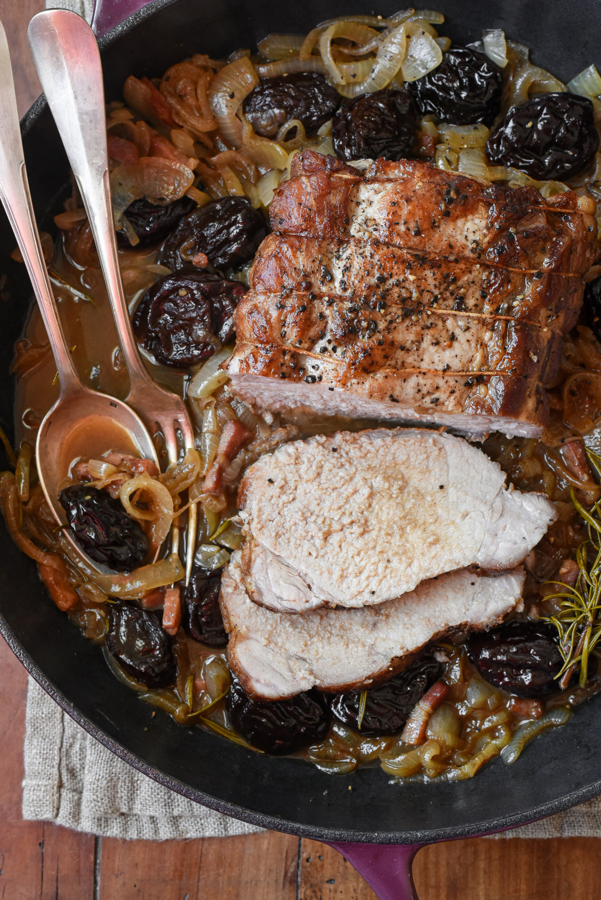 Dark Chocolate-Braised Pork Tenderloin with Prunes