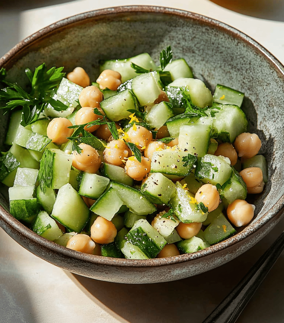 Harissa-Spiced Chickpea Salad with Lemon and Cucumber
