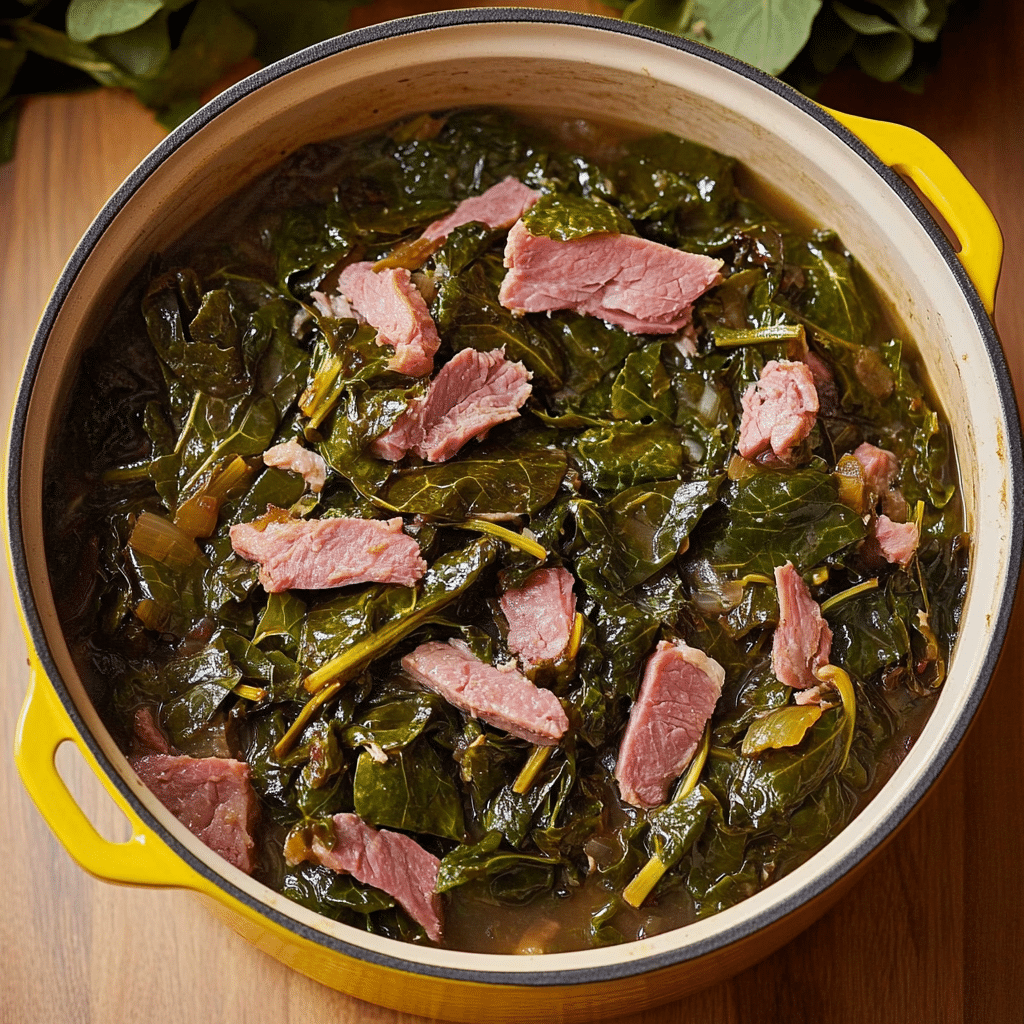 Baked Smoked Turkey with Sweet Potato and Collard Greens