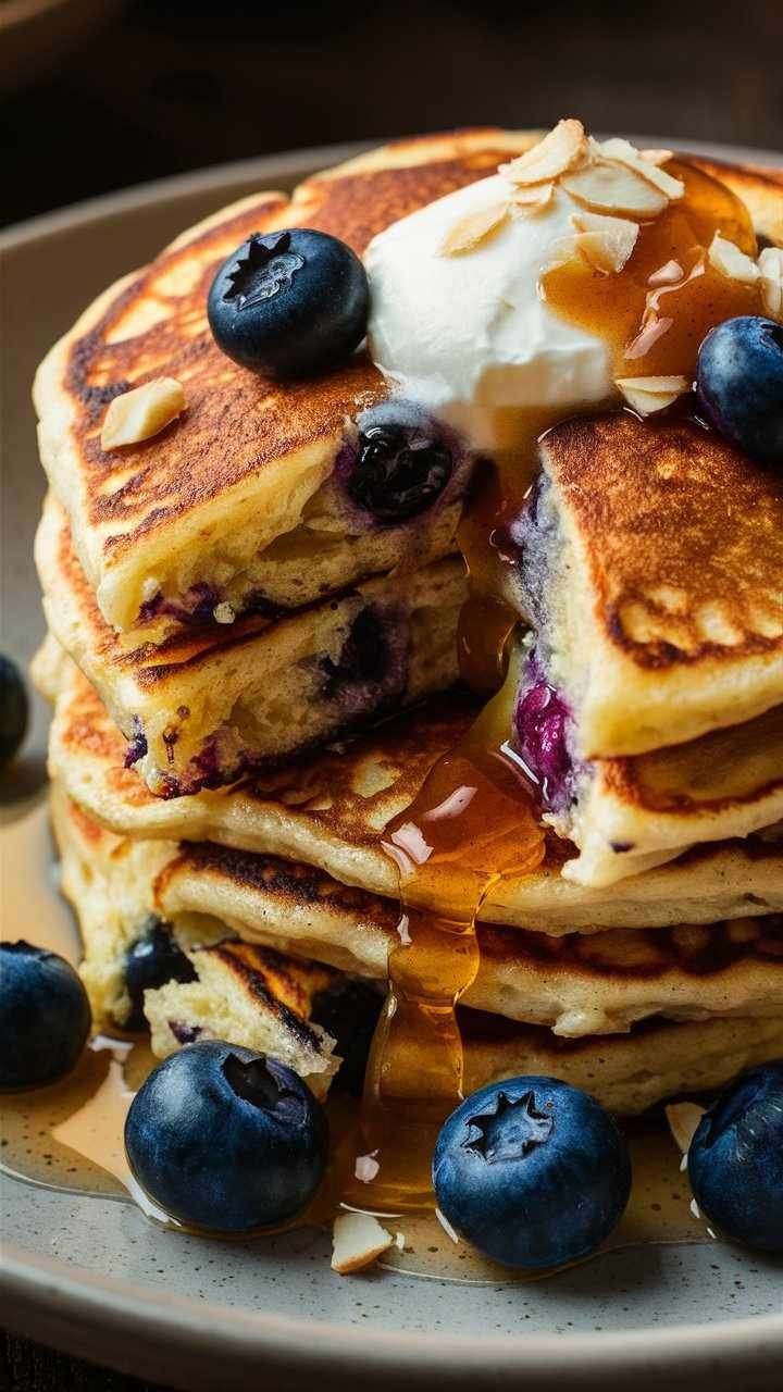 American Blueberry and Almond Flour Pancakes