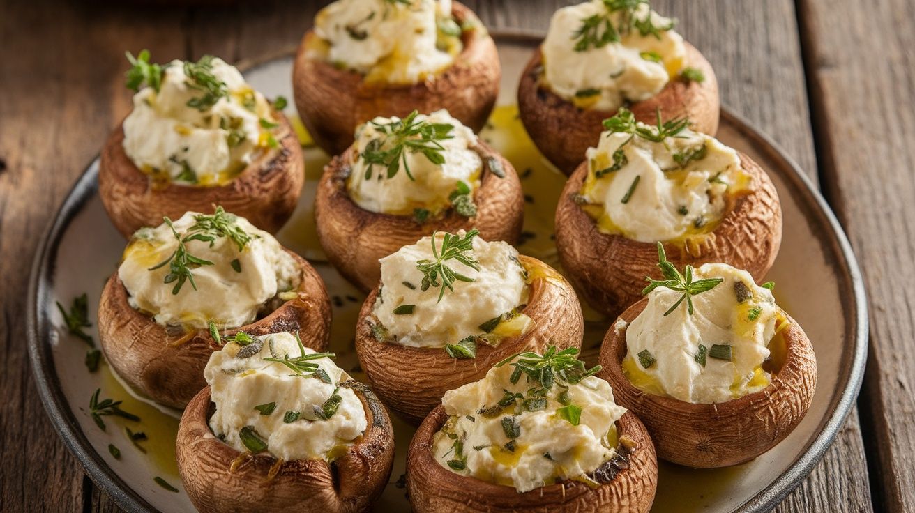 Mushroom Caps Stuffed with Goat Cheese and Thyme