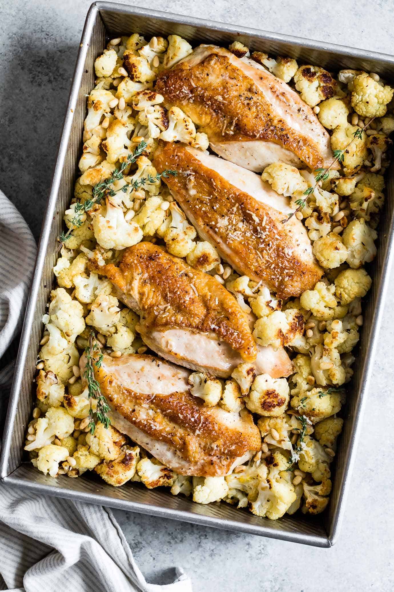 Sheet Pan Garlic-Pepper Chicken with Roasted Cauliflower