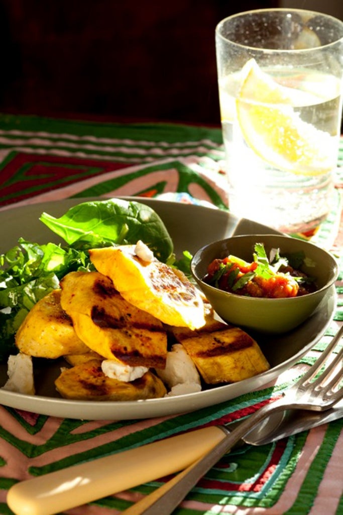 Grilled Plantain and Queso Fresco Tostadas