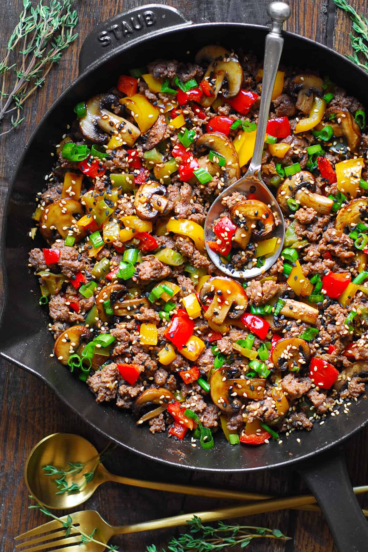 One-Pan Spiced Beef with Bell Peppers and Onions