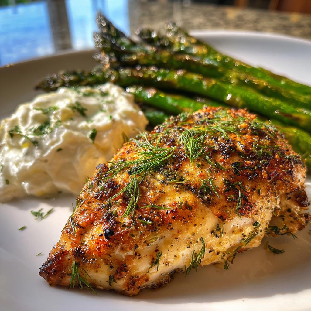 Baked Lemon-Dill Chicken with Roasted Asparagus