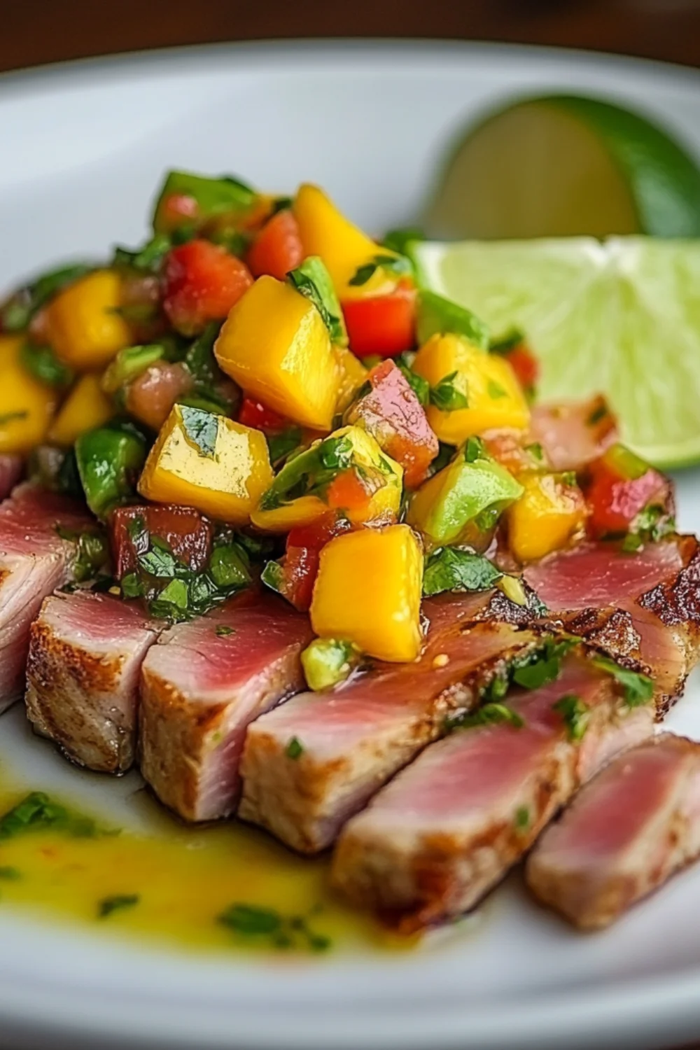Pan-Seared Tuna with Mango-Cucumber Salsa