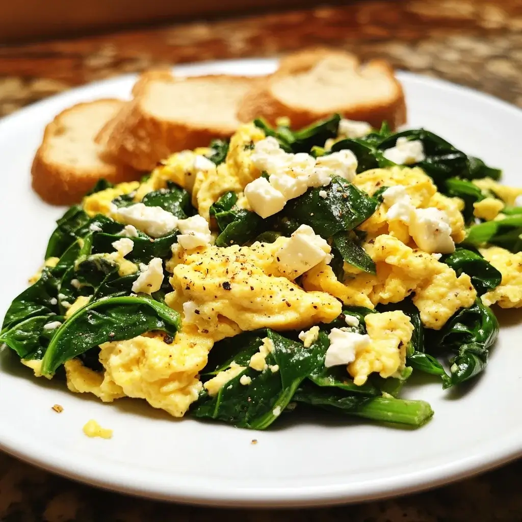 Scrambled Spinach and Feta Eggs