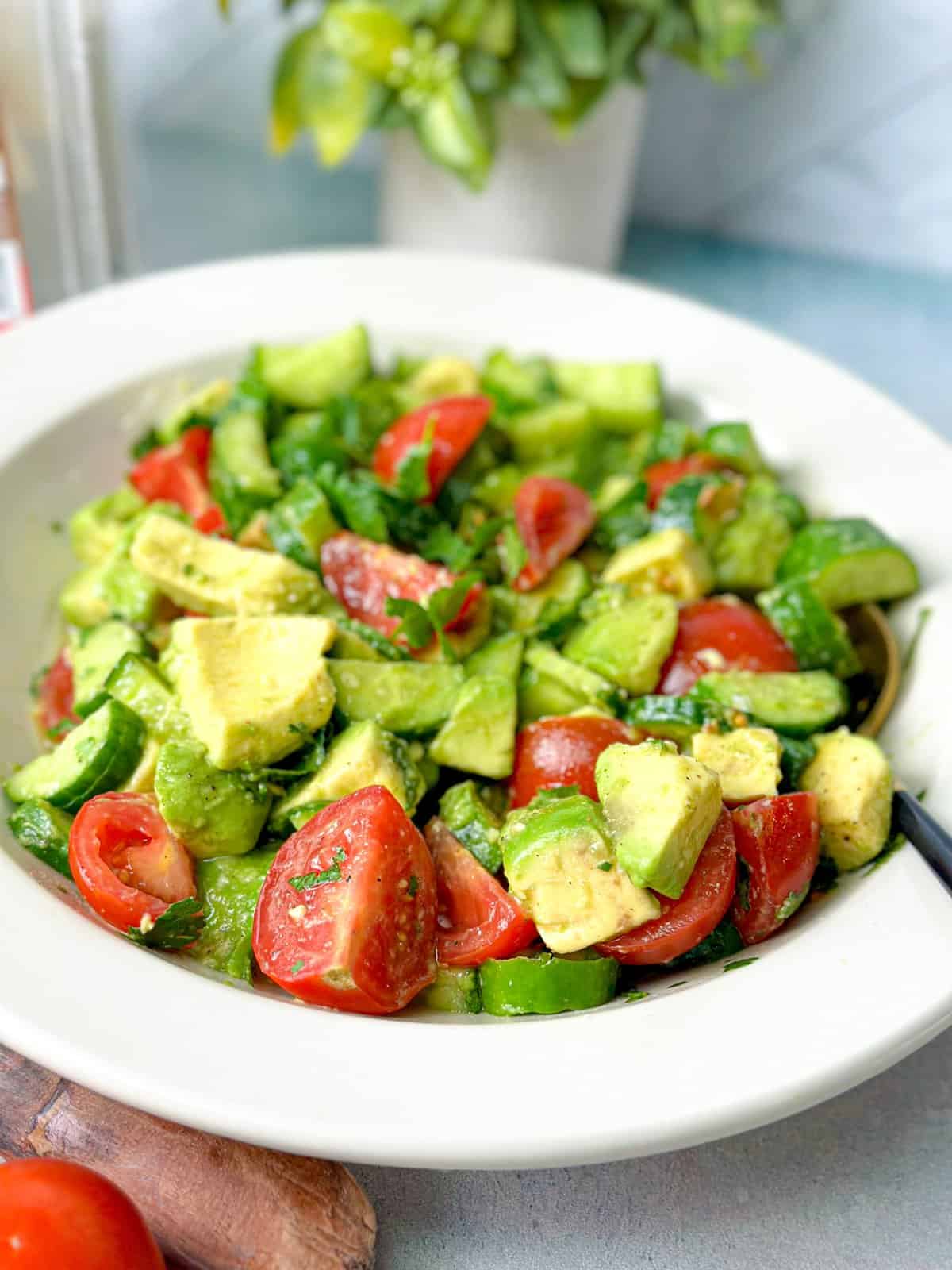 Cucumber-Avocado Salad with Lime-Cilantro Dressing