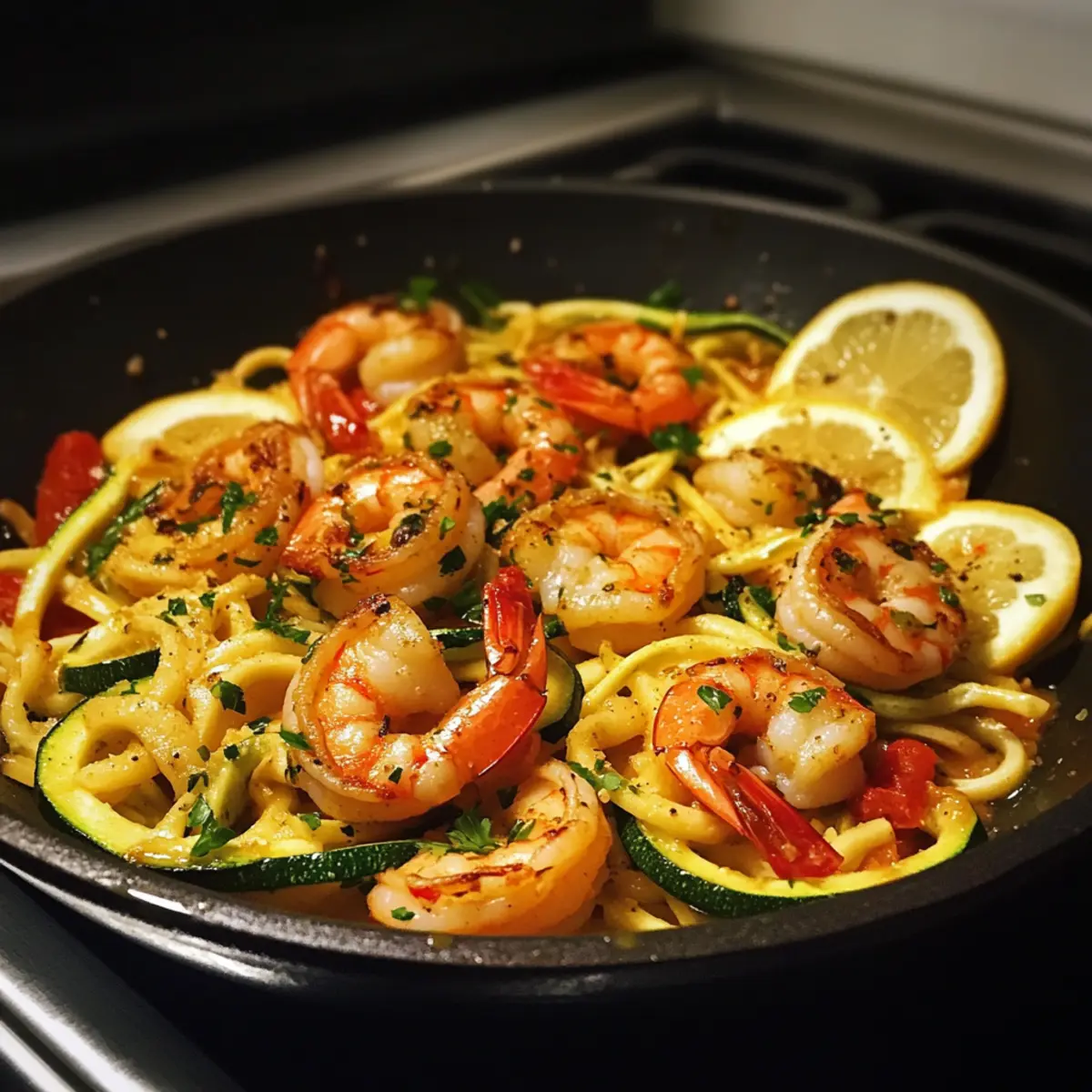 One-Pan Lemon Garlic Shrimp with Zucchini and Tomatoes