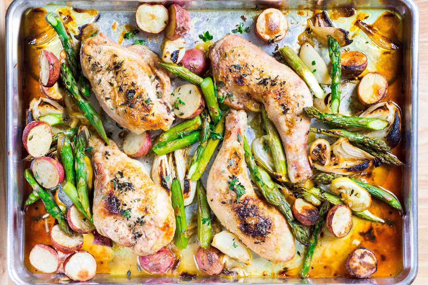 Sheet Pan Lemon-Glazed Chicken with Roasted Asparagus and Potatoes
