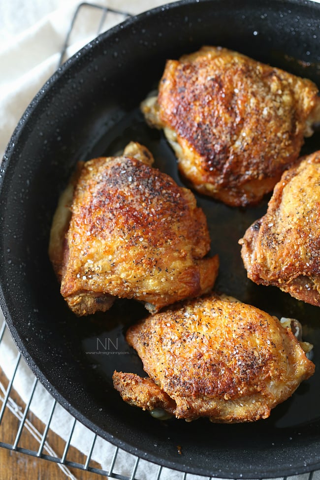 Pan-Roasted Chicken Thighs with Crispy Skin and Herbed Pan Sauce