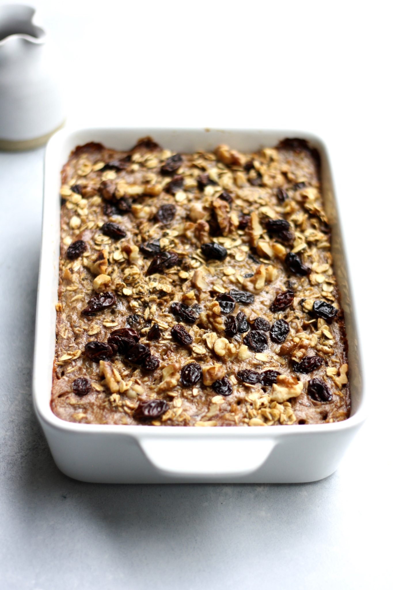 Baked Spiced Oatmeal with Raisins and Walnuts