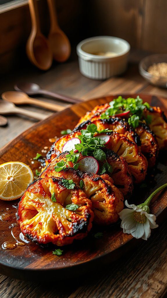 Miso-Roasted Cauliflower Steaks with Pine Nuts