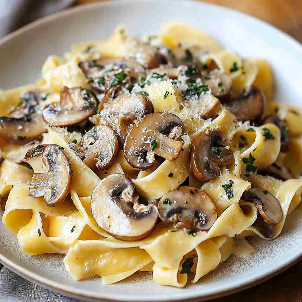Sautéed Mushroom and Thyme Pasta with Garlic Cream